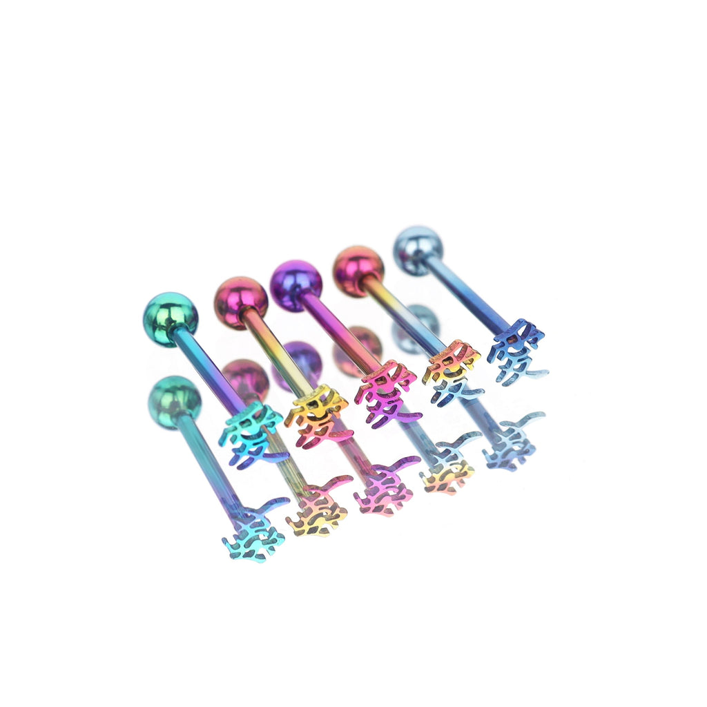 Eastern Character LOVE Titanium tongue stud