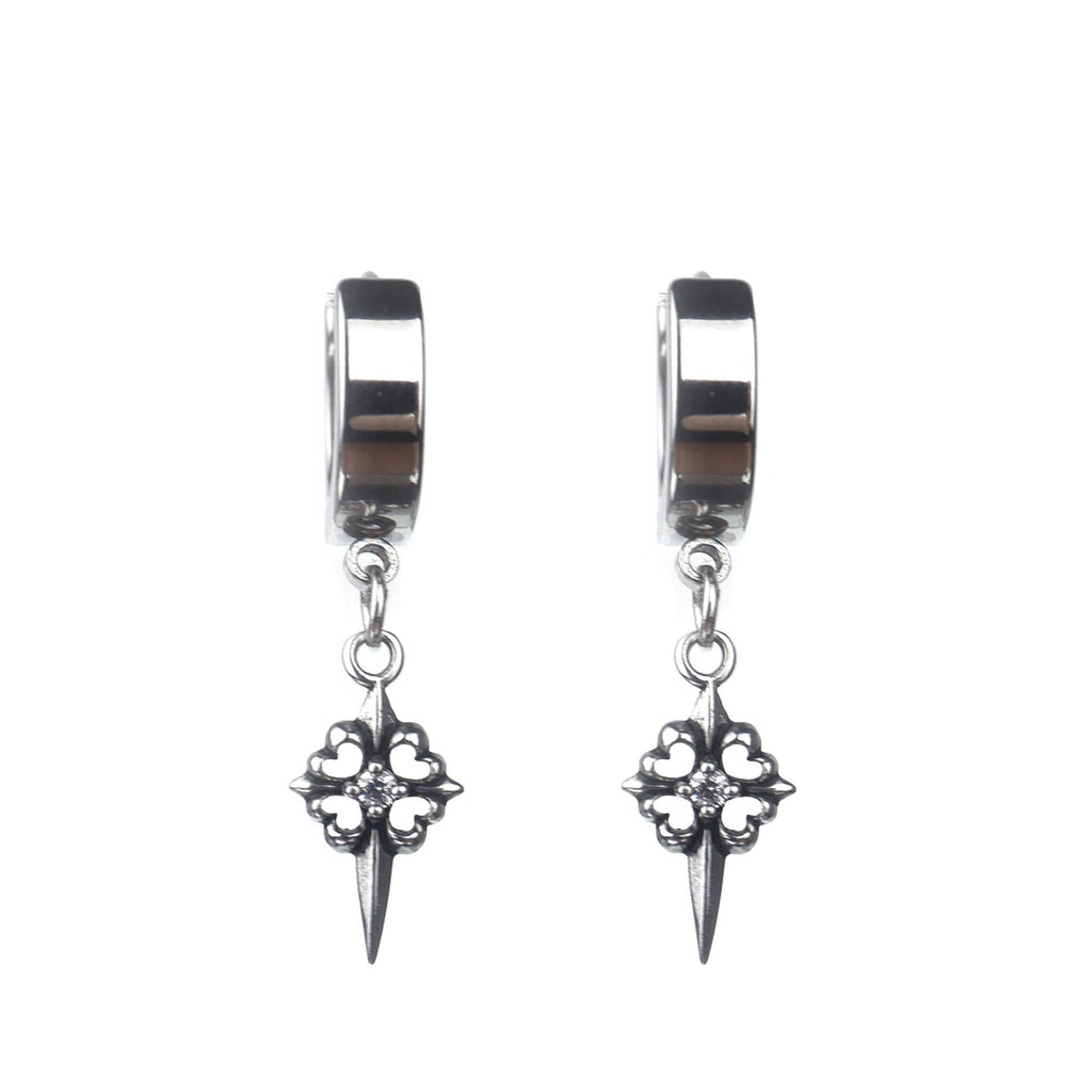 Gothic CZ Cross Stainless Steel Earrings