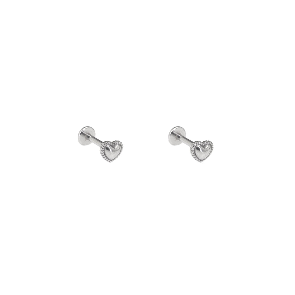 Mini Heart Internally Threaded Stainless Steel Ear Studs