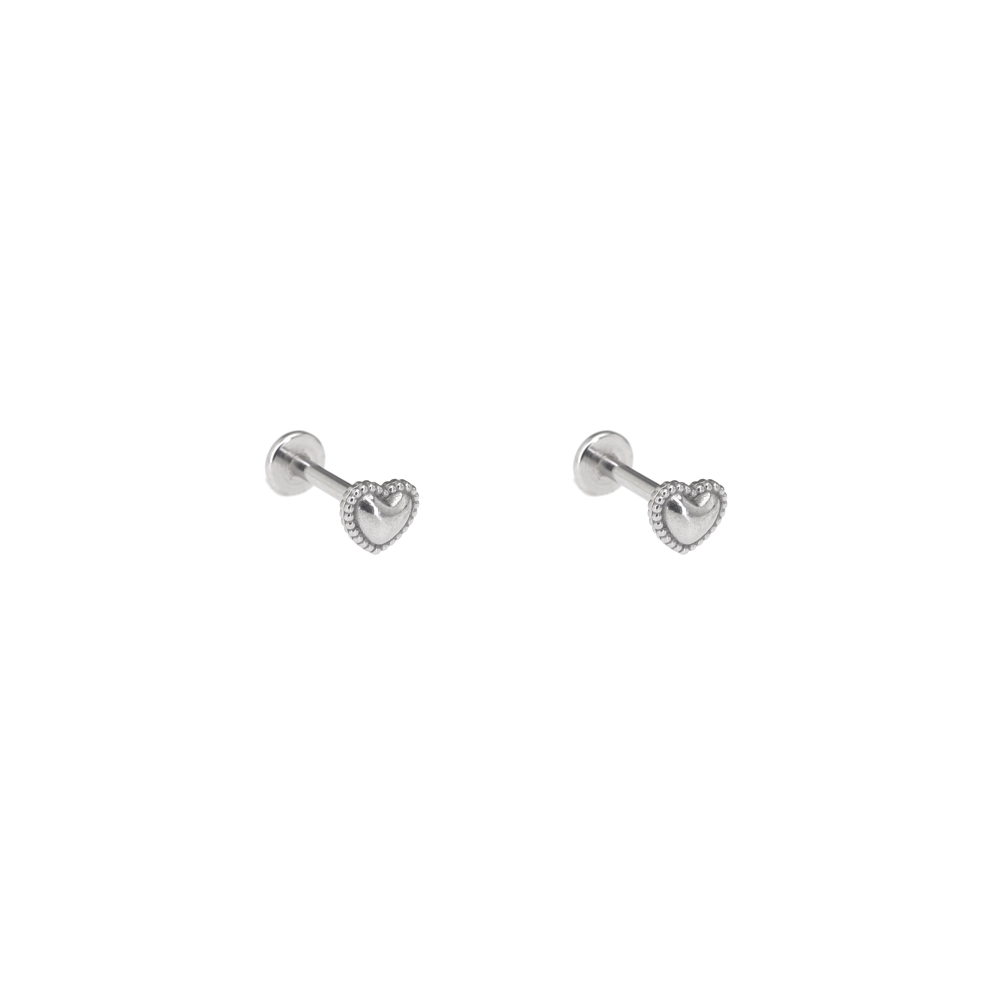 Mini Heart Internally Threaded Stainless Steel Ear Studs