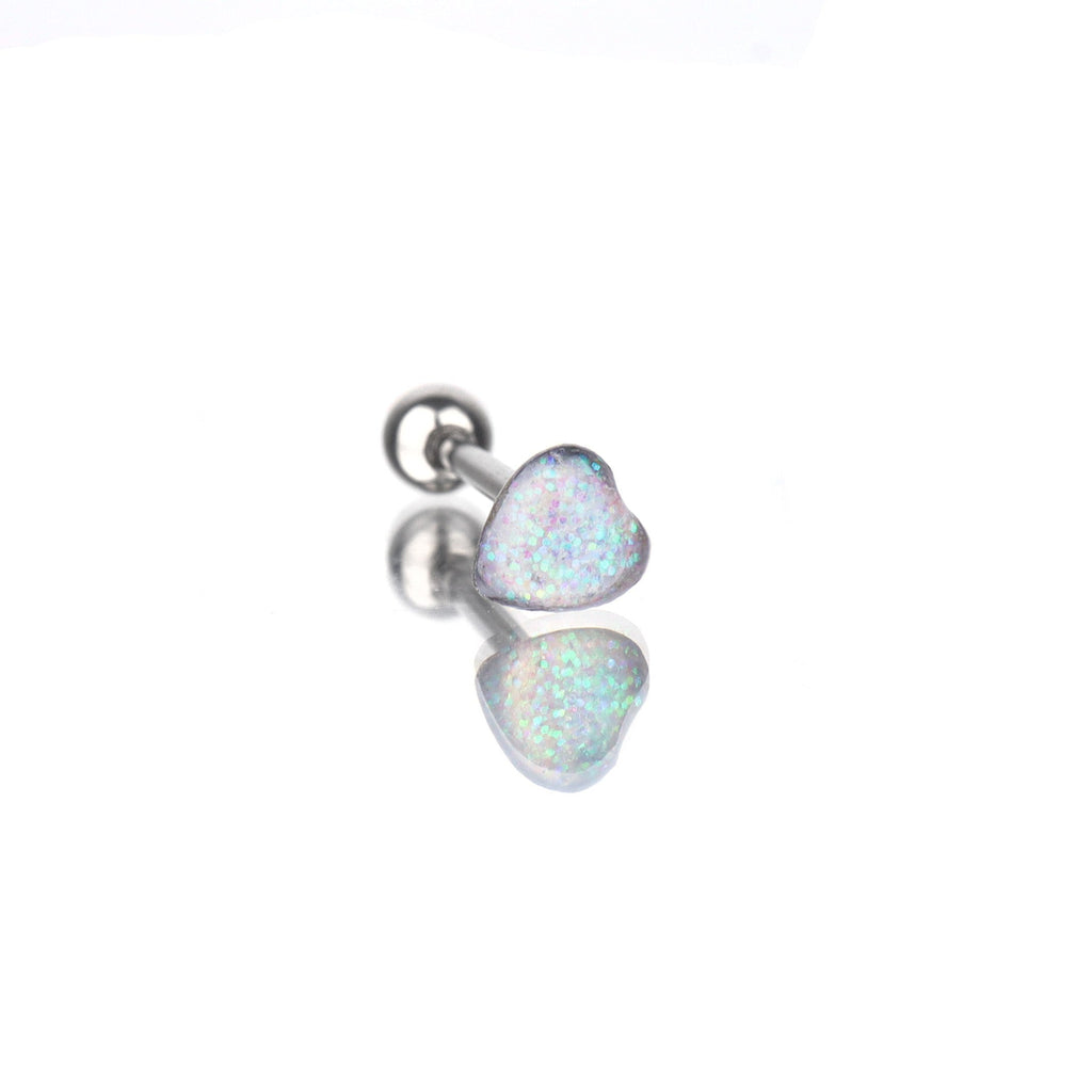 Glitter Resin Heart Oil Slick tongue stud