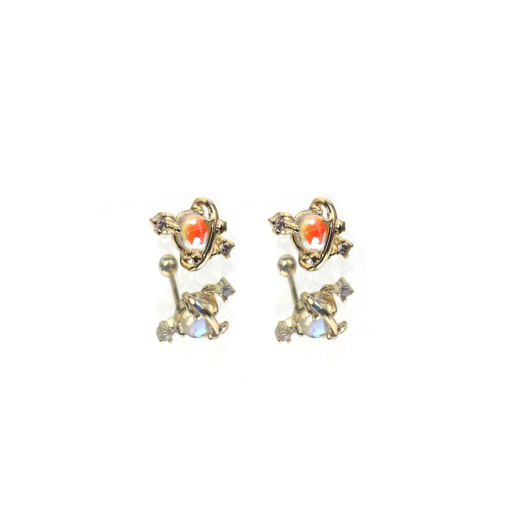 Opal Star Circle Pendant Stainless Steel Ear Studs