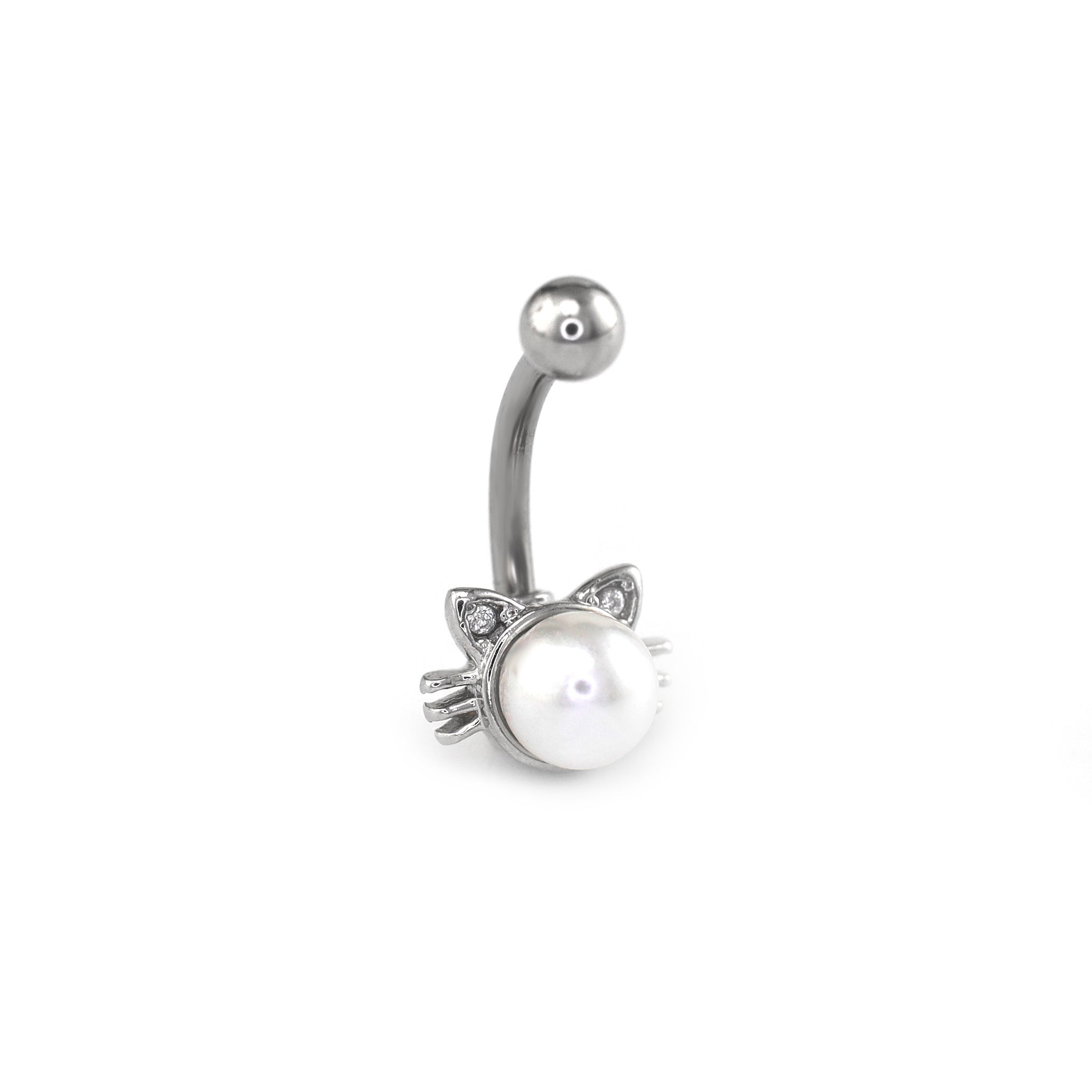 Faux Pearl Cat Stainless Steel Rook Jewelry