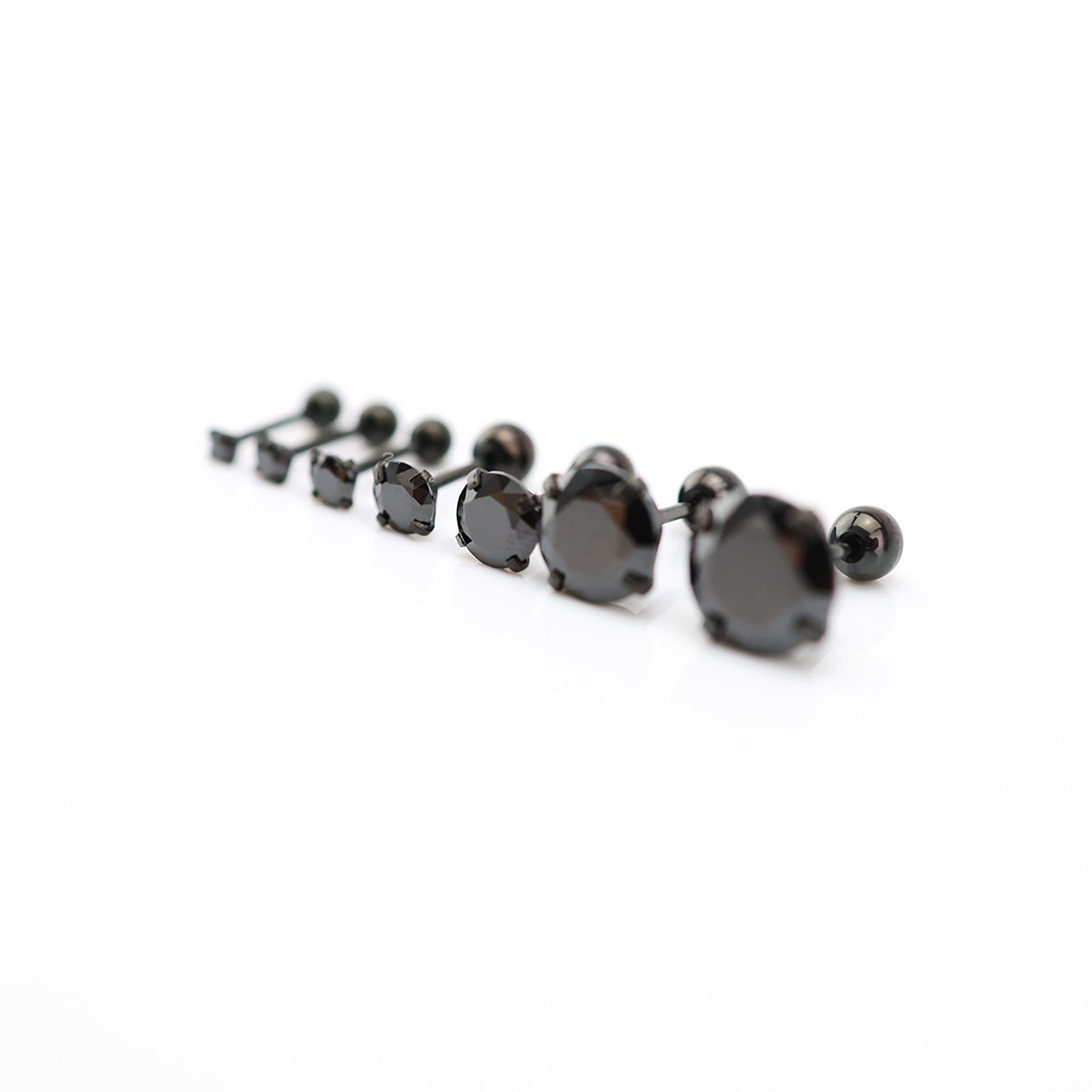 Thin Post Black CZ Stainless Steel Ear Stud