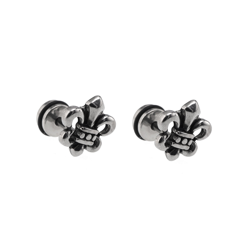 Oil Slick Cross Externally Threaded Stainless Steel Ear Studs