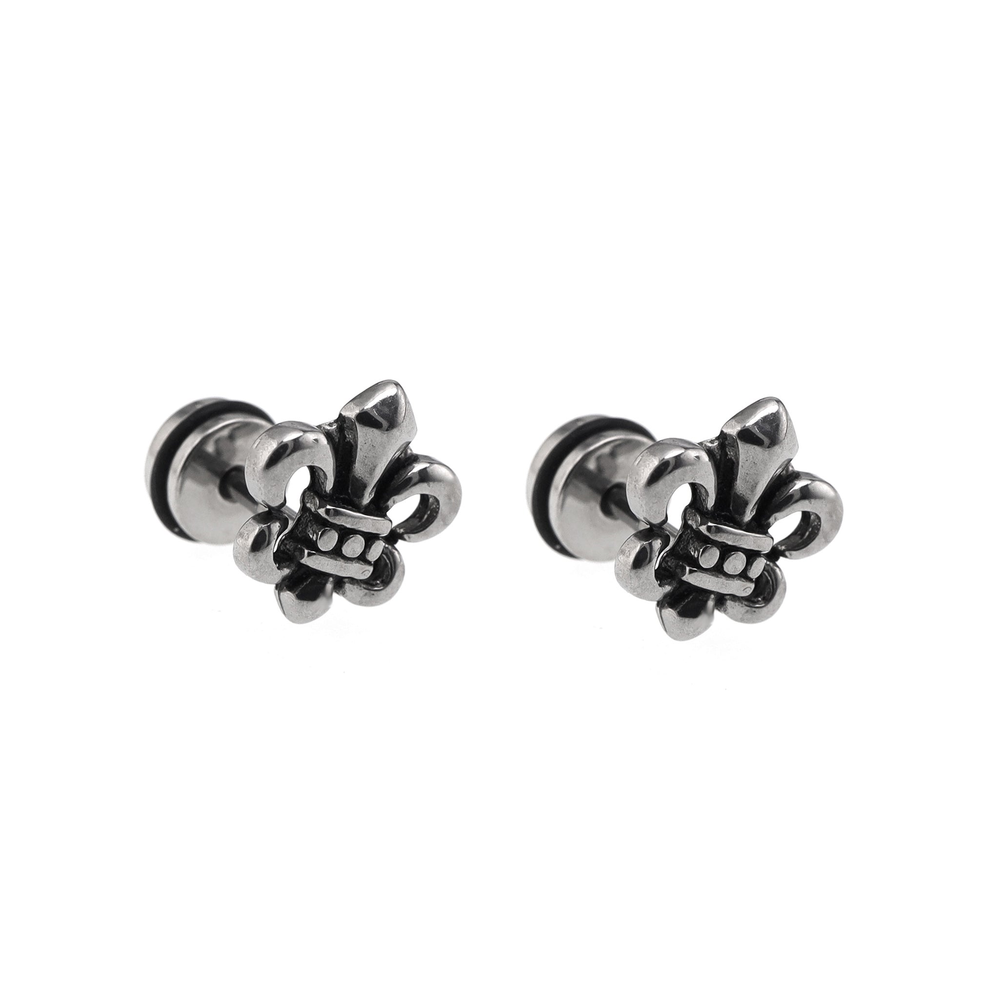 Oil Slick Cross Externally Threaded Stainless Steel Ear Studs