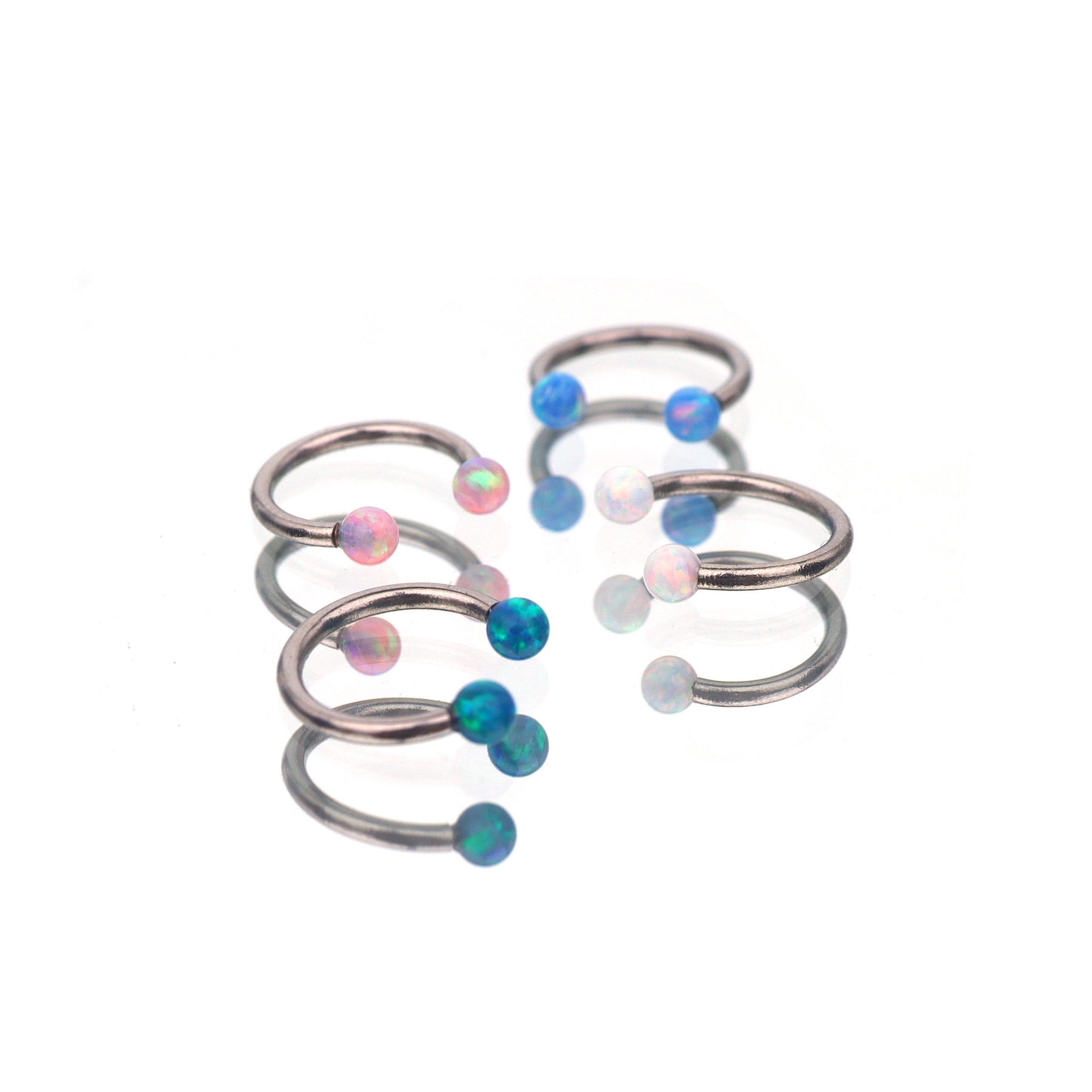 16G Opal Internally Threaded Horseshoe Ring