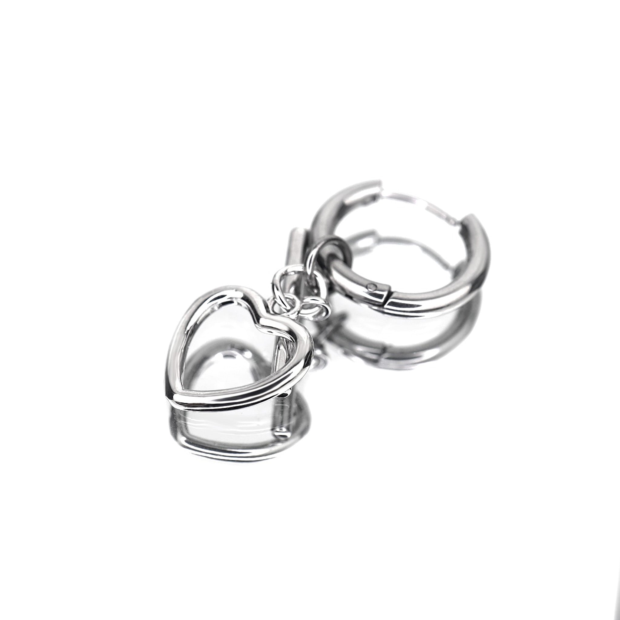 Minimalist Heart Pendant Stainless Steel Earrings