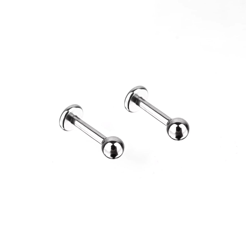 PAIR OF Comfort Fit External Thread Stainless Steel Labret Stud