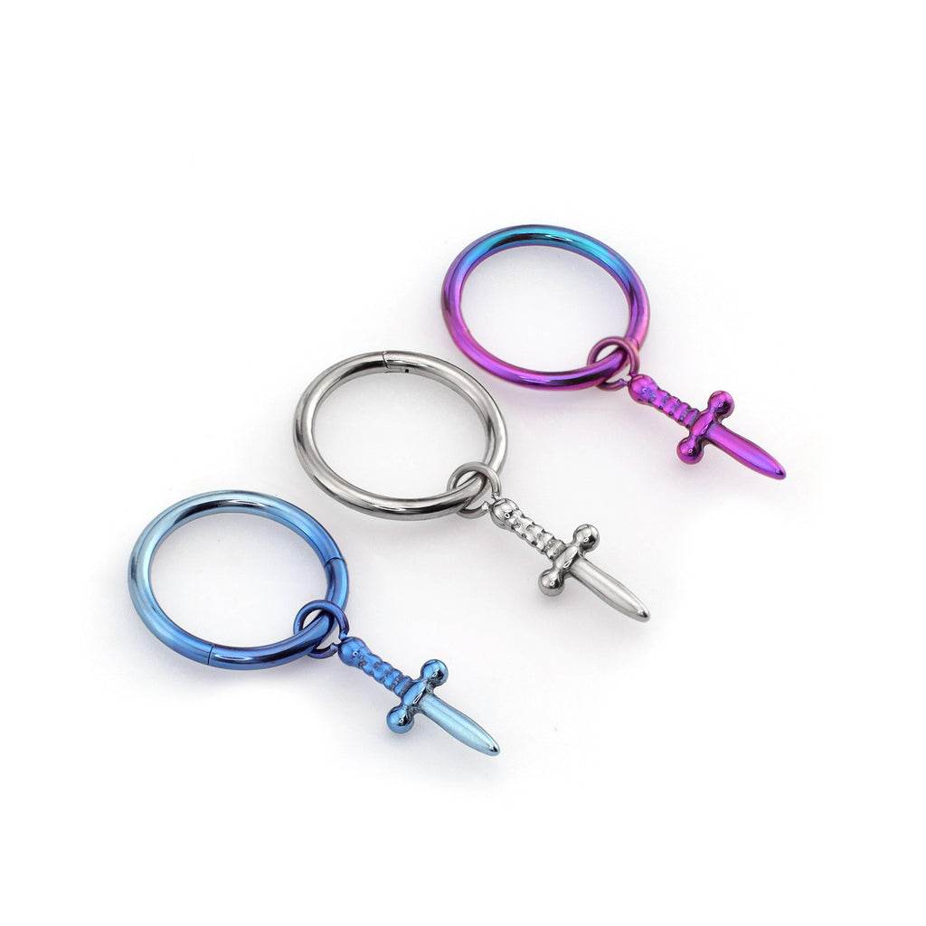 Dagger Pendant Titanium Segment Hoop