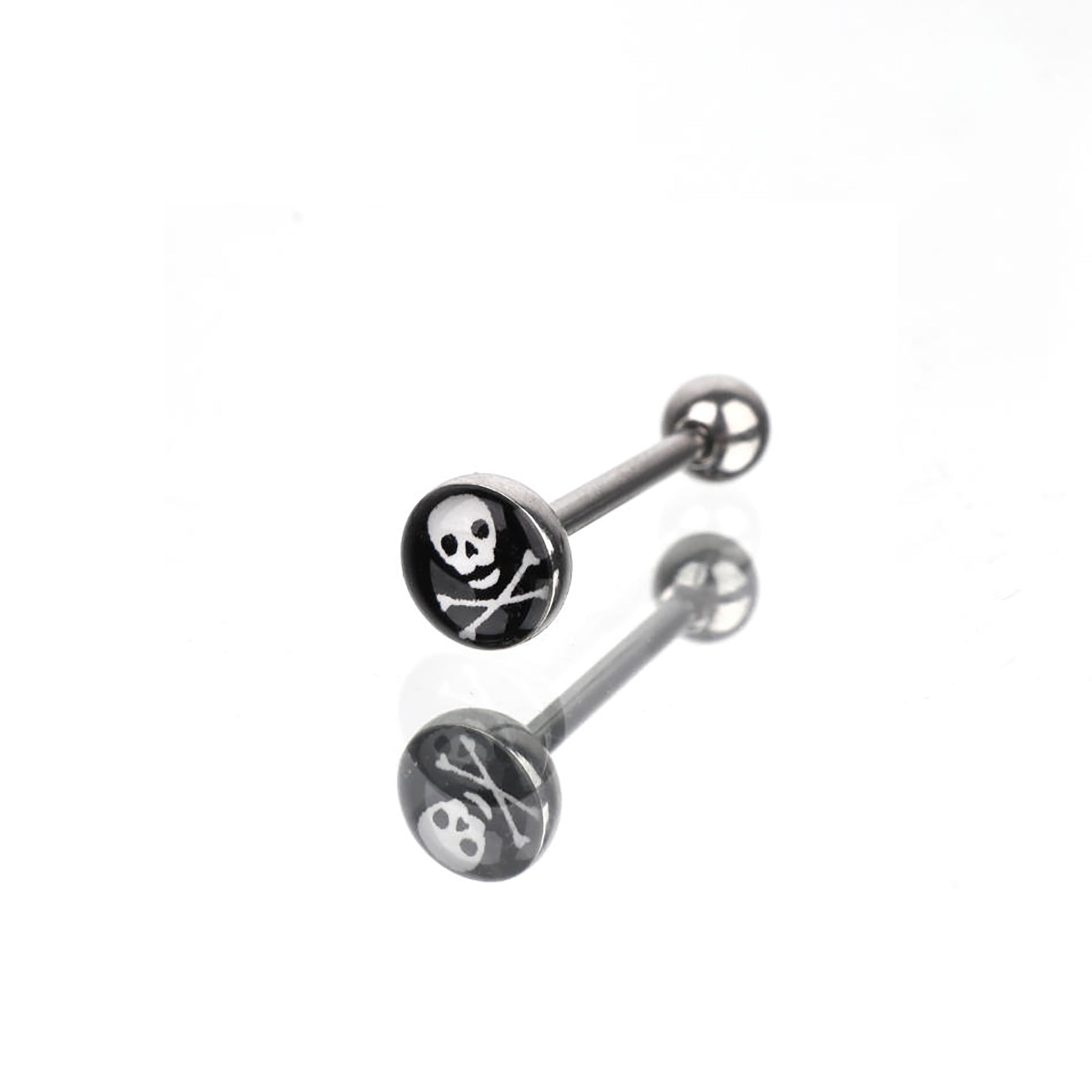 Resin Oil Slick Skull Stainless Steel Tongue Ring