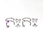 Butterfly CZ Internally Threaded Titanium Horseshoe Ring