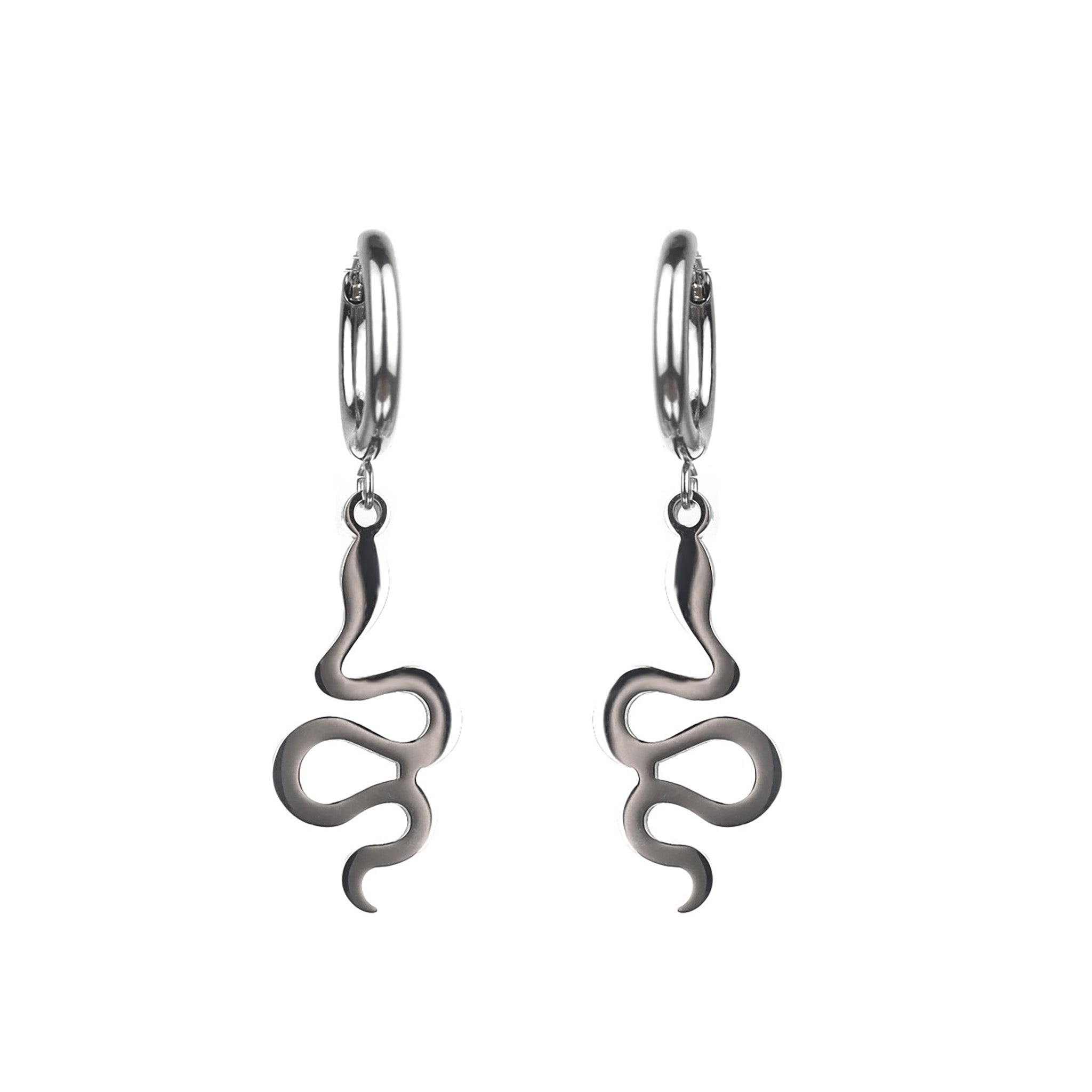 Snake Pendant Stainless Steel Earrings