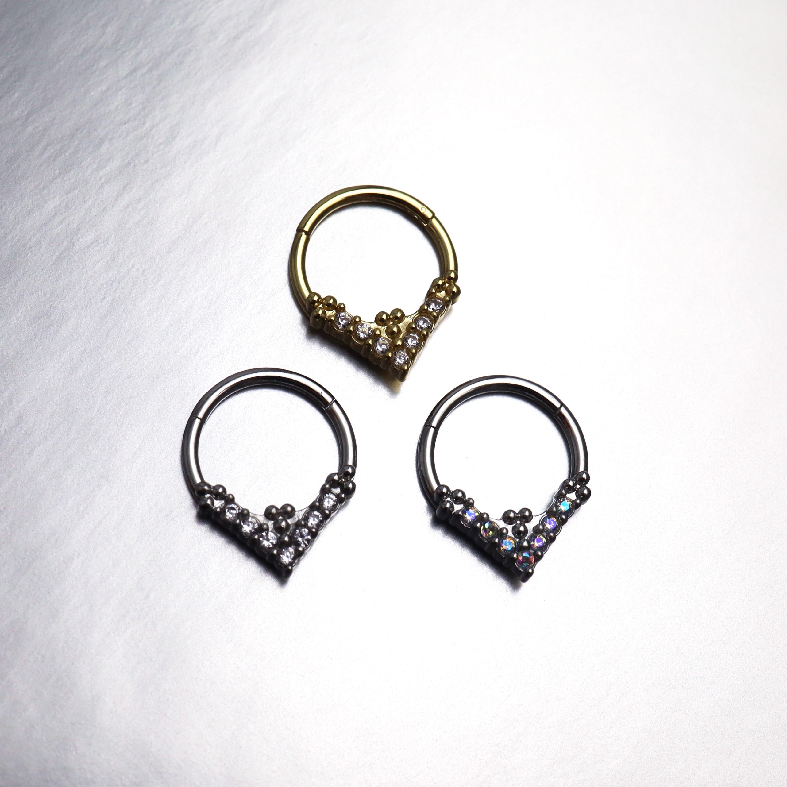 Triangular CZ stainless steel Segment Ring