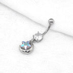 Star-Moon CZ Dangle Belly Ring