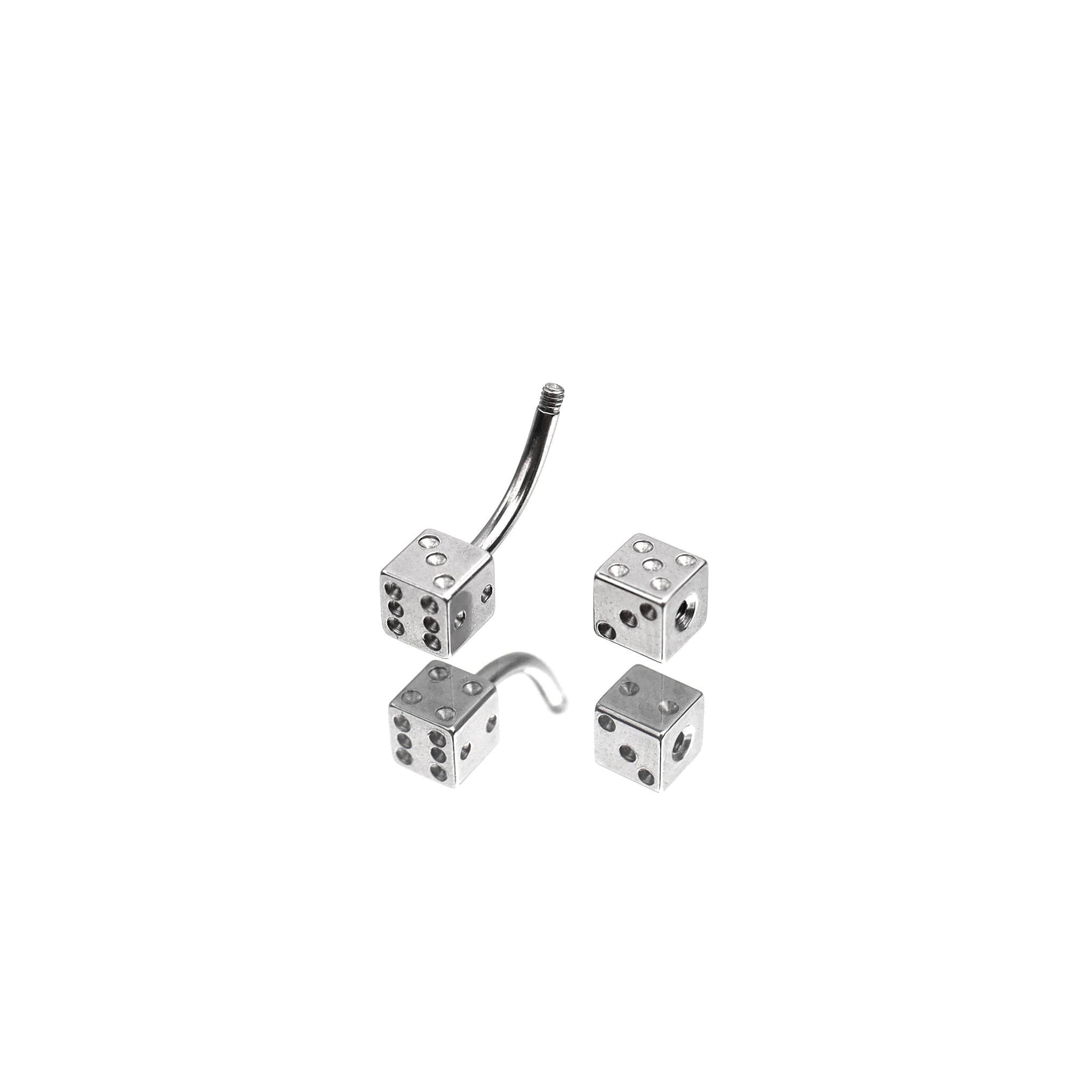 Dice Externally Threaded Stainless Steel Brow Studs