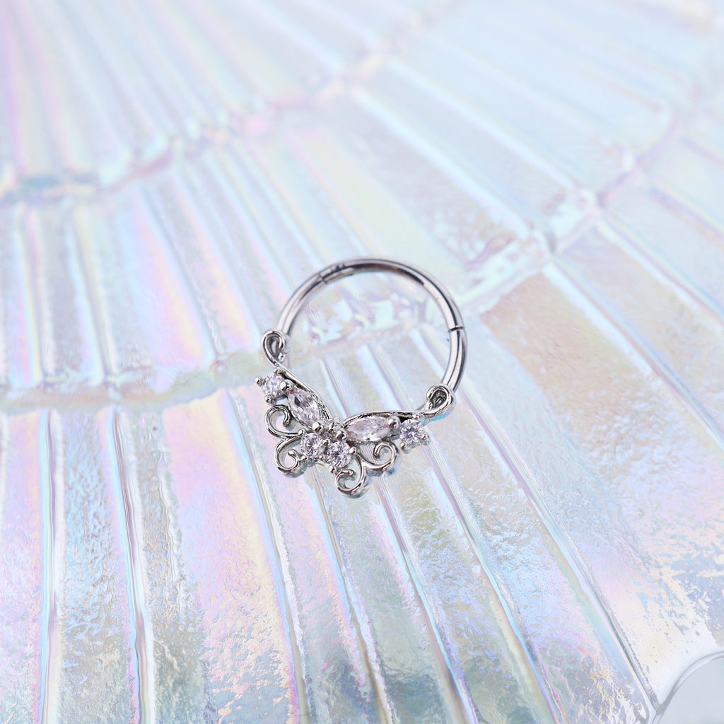 Butterfly CZ stainless steel Septum Ring