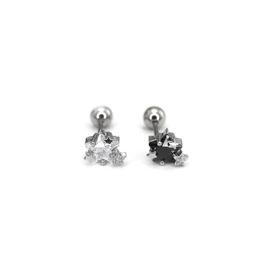 Black & White Multi-CZ Ear Studs