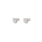 Pink & White Full CZ Heart Resin Stainless Steel Ear Studs