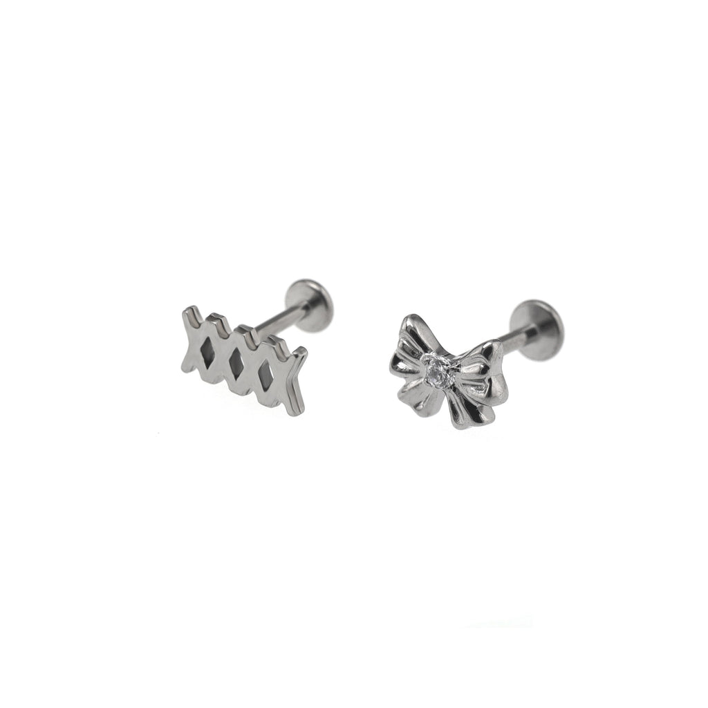 Bandage Bow CZ Titanium Ear Studs