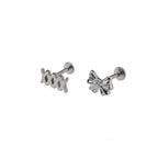 Bandage Bow CZ Titanium Ear Studs