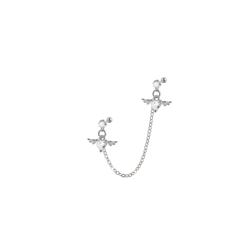 Double CZ Wing Stainless Steel Ear Chain