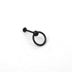 Black & White Ring Externally Threaded Stainless Steel Lip Ring