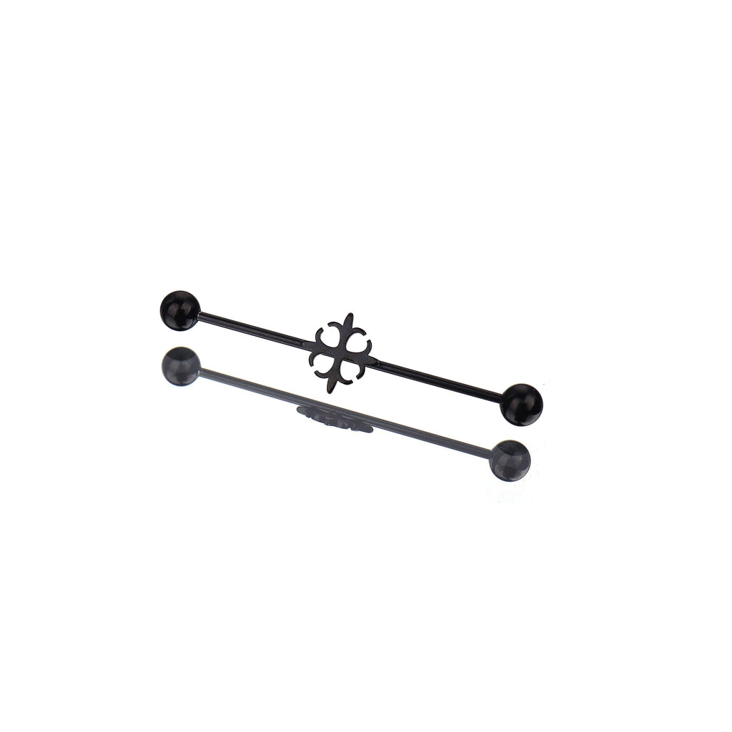 Cutout Black & White Cross Stainless Steel Industrial Barbell