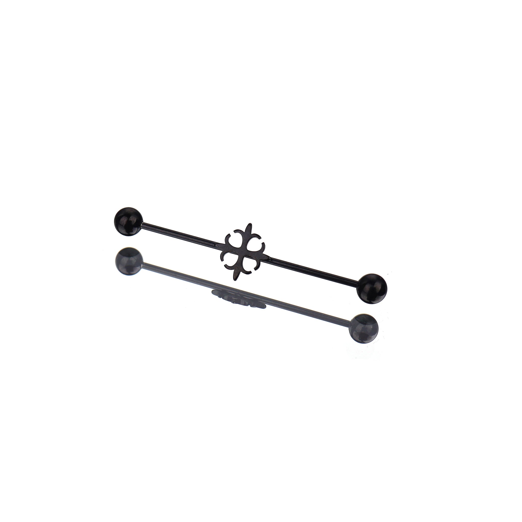 Cutout Black & White Cross Stainless Steel Industrial Barbell