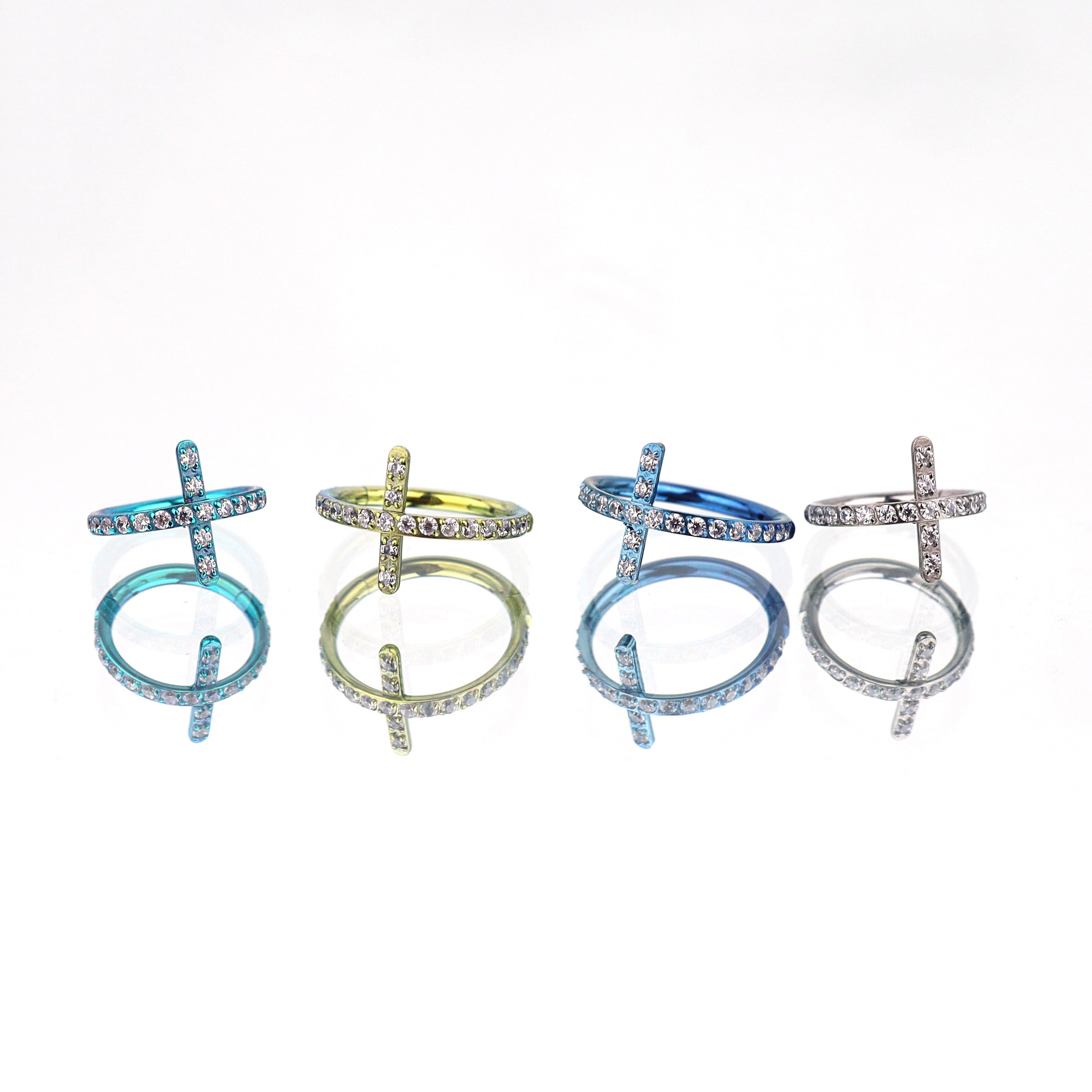 Cross CZ Titanium Clicker Nose Hoop