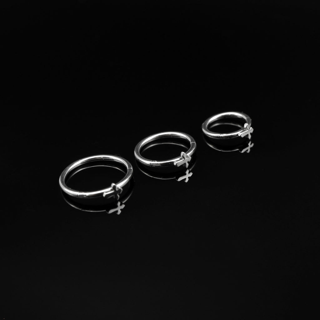 Gothic Cross stainless steel Segment Hoop
