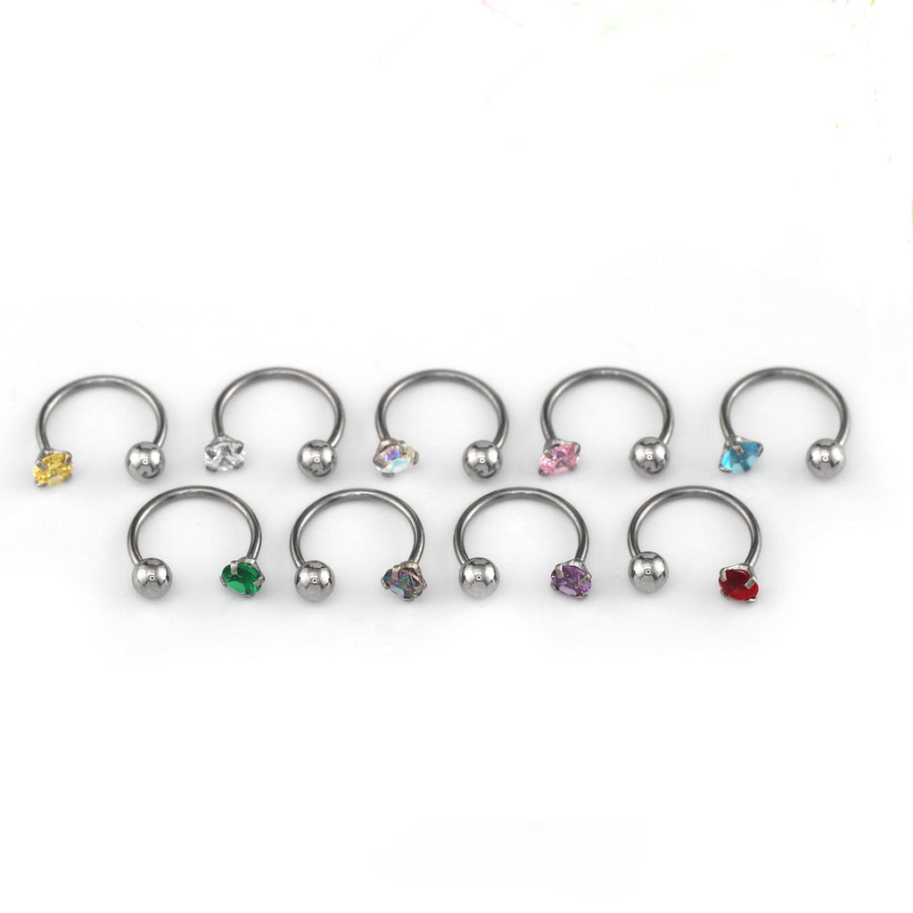 20G Thin Gauge CZ Horseshoe Ring