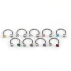 20G Thin Gauge CZ Horseshoe Ring