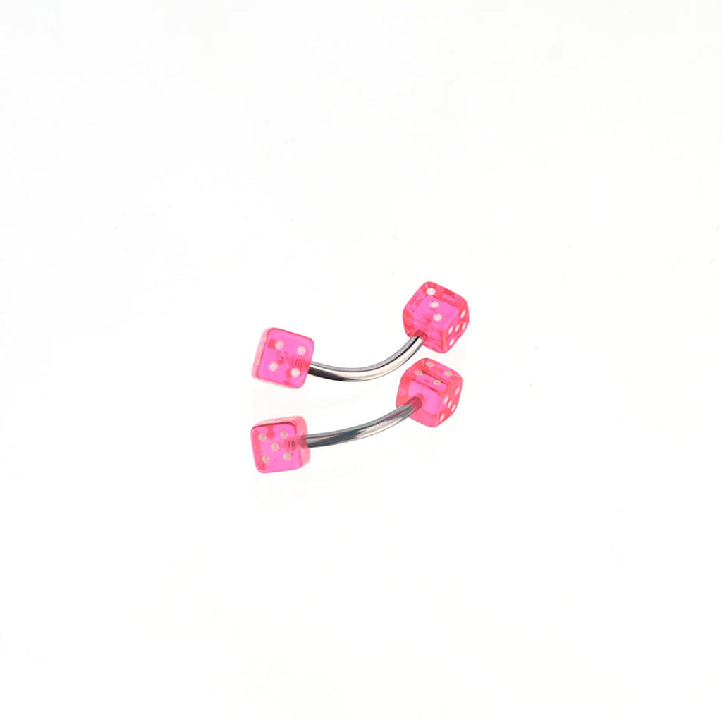 Acrylic Colorful Dice Externally Threaded Brow Studs