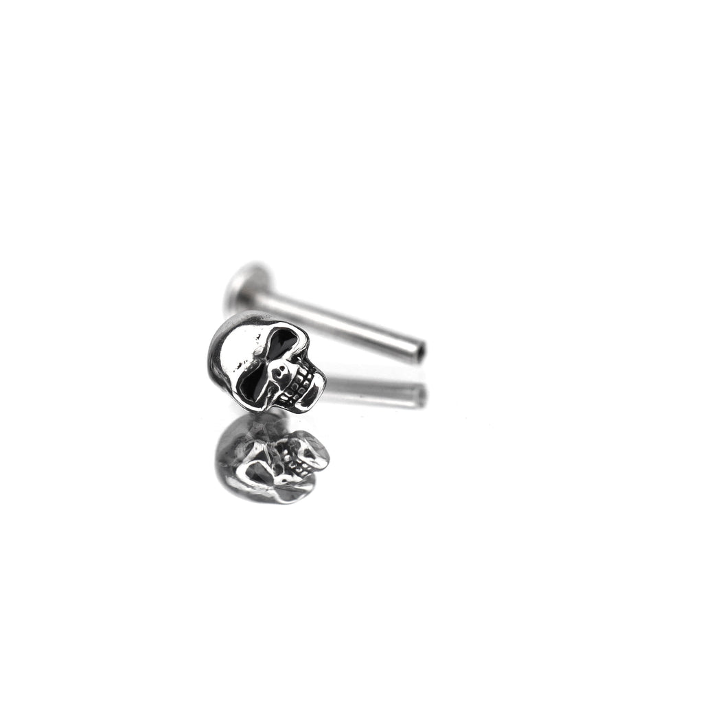 Skull Internally Threaded Stainless Steel Lip Ring