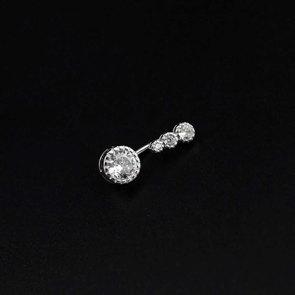Four CZ S925 Sterling Silver Belly Ring