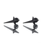 Large Black & White 3D Four-Point Star Externally Threaded Stainless Steel Ear Studs