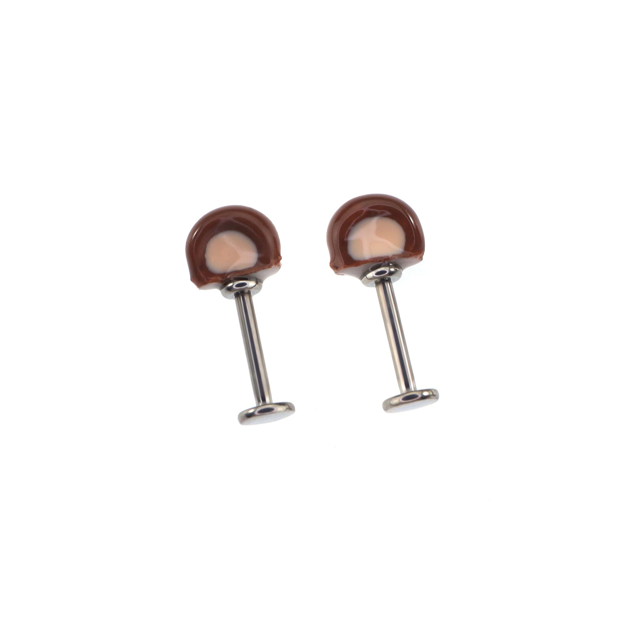 Cute Brown Bear Ear Titanium Ear Stud
