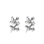 CZ Butterfly Dangle Stainless Steel Ear Studs