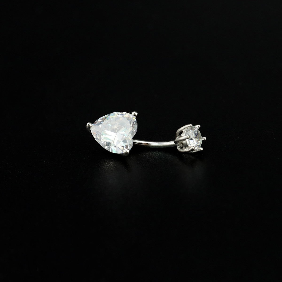 Heart-shaped CZ S925 Sterling Silver Belly Ring