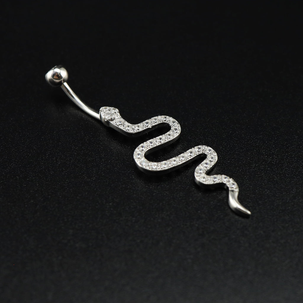 Serpent CZ S925 Sterling Silver Belly Ring