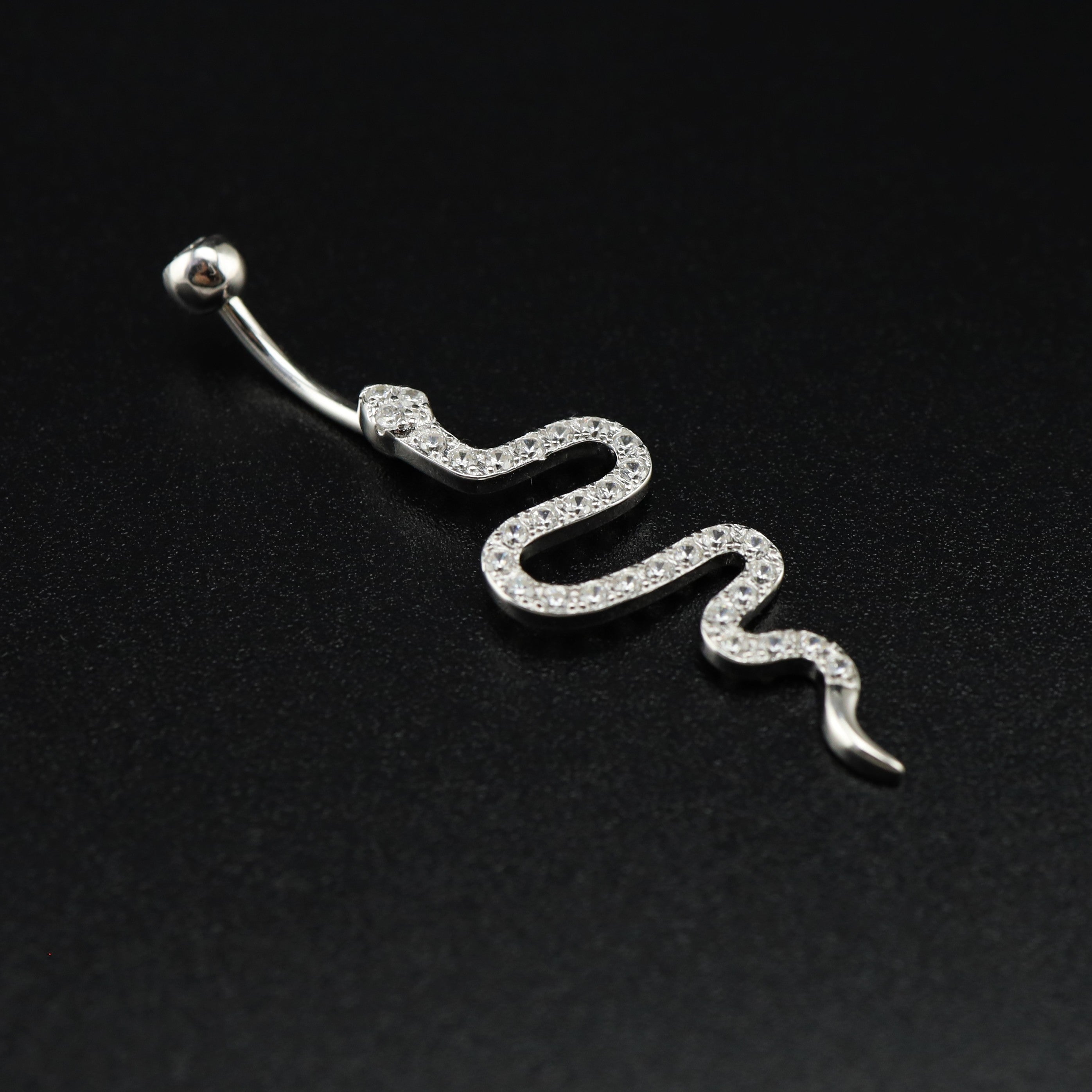 Serpent CZ S925 Sterling Silver Belly Ring