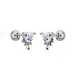 20G Fluid Art Heart CZ Ear Studs