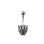 Leopard Head CZ S925 Sterling Silver Belly Ring