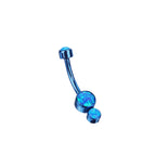 Double Opal internally threaded Titanium Belly Ring
