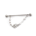 Openwork Heart & Rose Faux Pearl Ear Chain