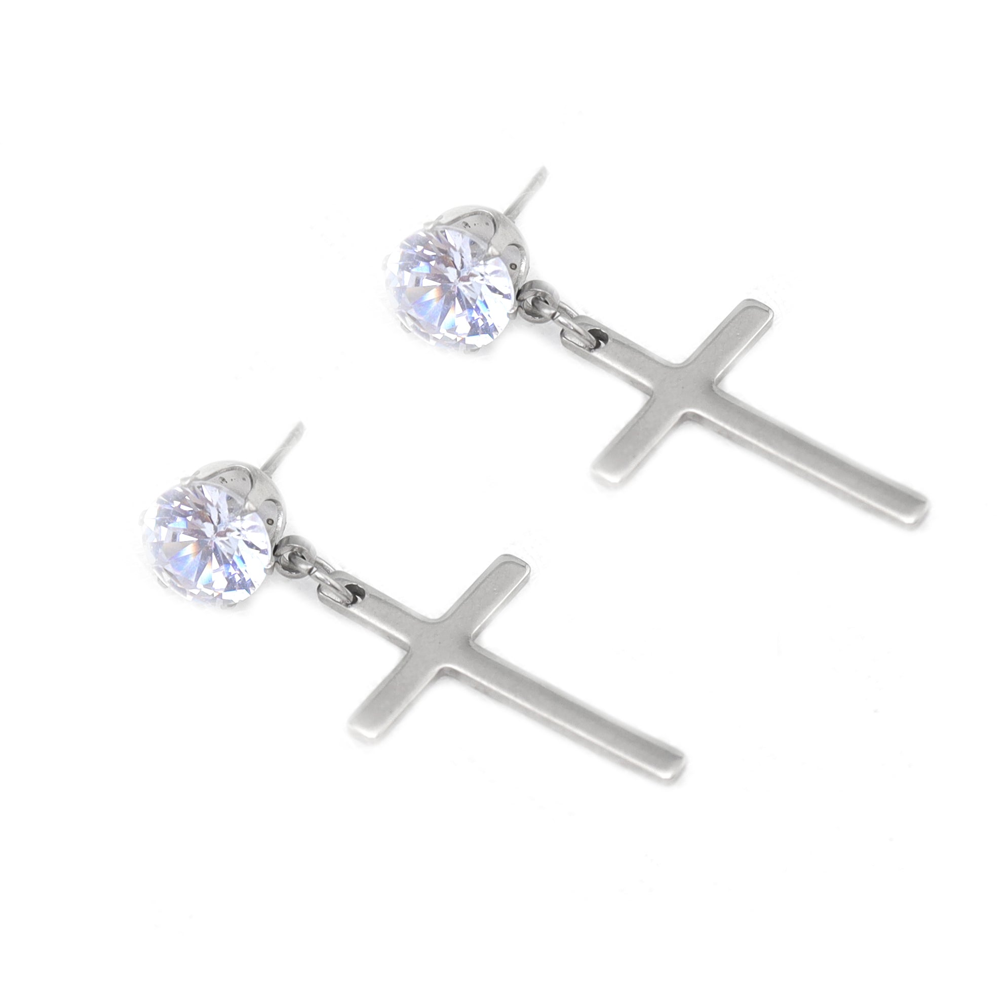 Cross CZ stainless steel Pendant Earring