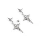 Double Layer Openwork Four-Point Star Dangle Stainless Steel Ear Studs