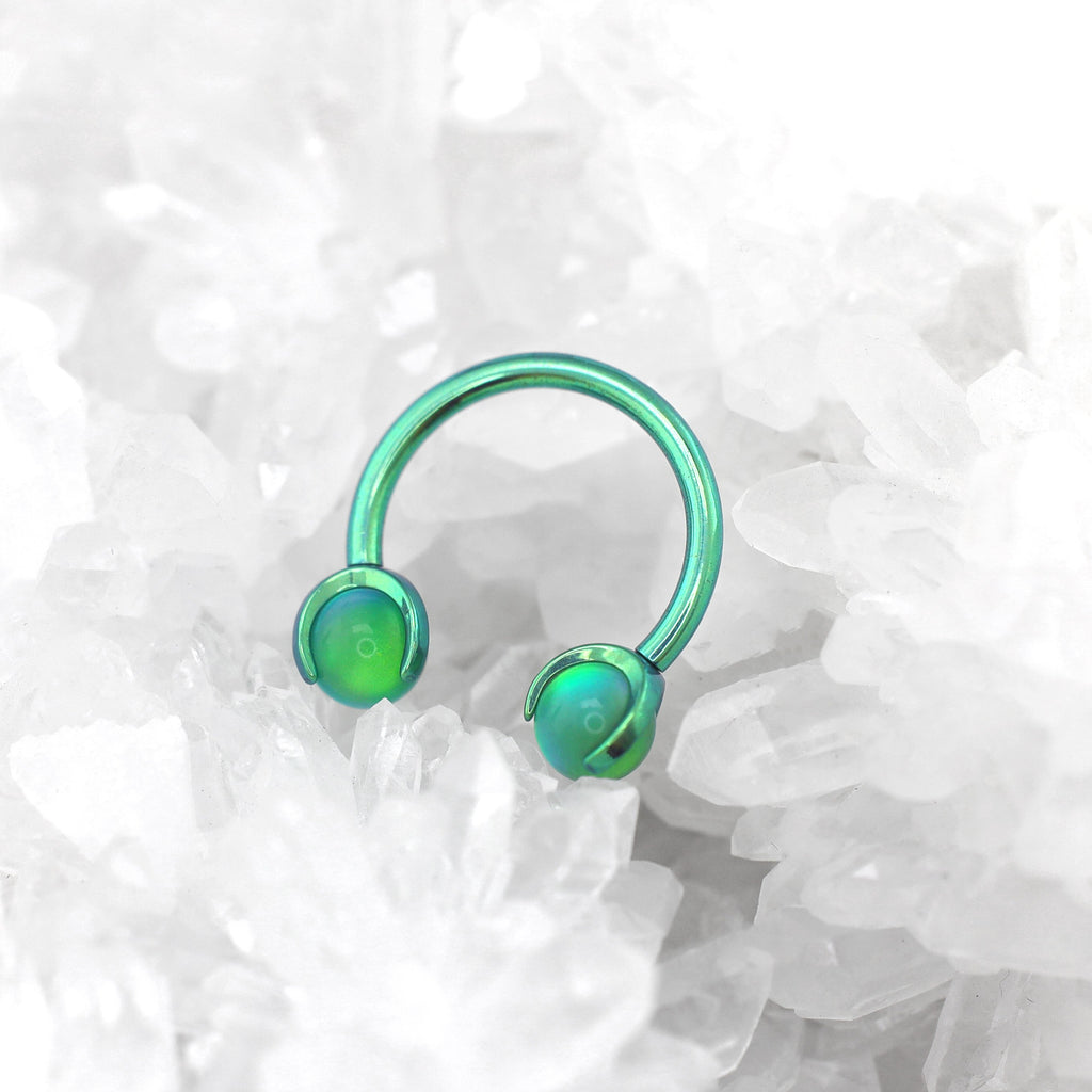 Opal internally threaded Titanium Horseshoe Ring