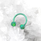 Opal internally threaded Titanium Horseshoe Ring